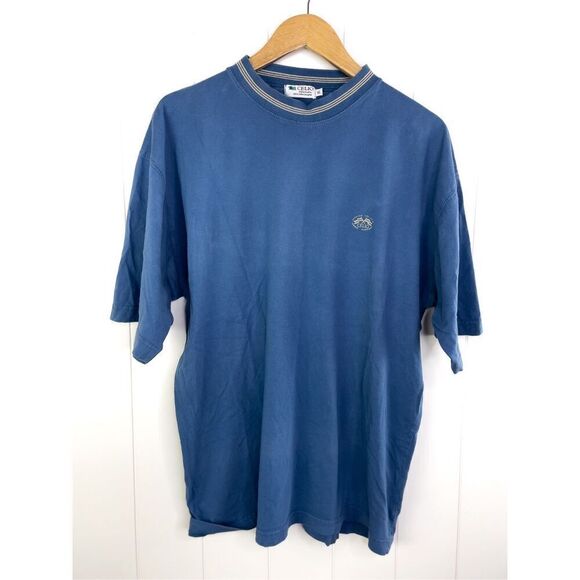 Vintage Celio Cotton Sporting Life Summer Tournament Blue High Neck T Shirt XL - Picture 1 of 7